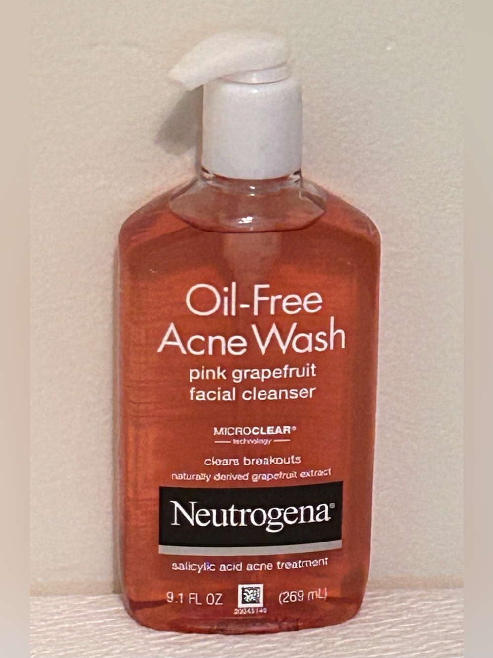Neutrogena Pink Grapefruit Oil-Free Acne Wash Gel Cleanser 9.1FL OZ